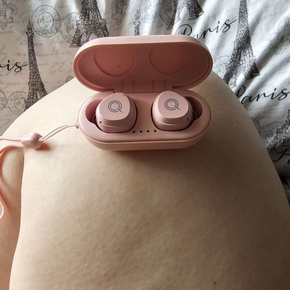 Pink Bluetooth headphones